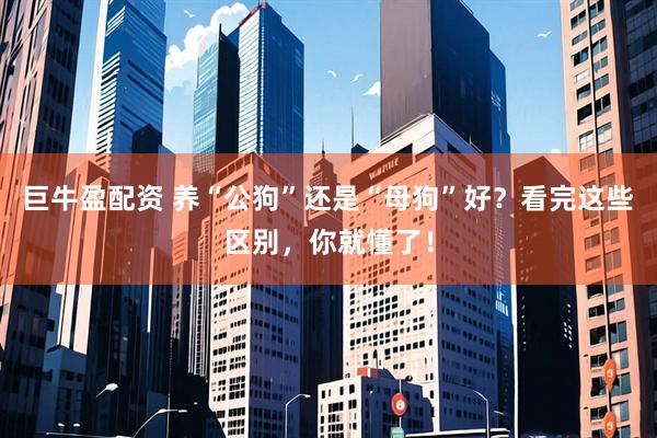 巨牛盈配资 养“公狗”还是“母狗”好？看完这些区别，你就懂了！