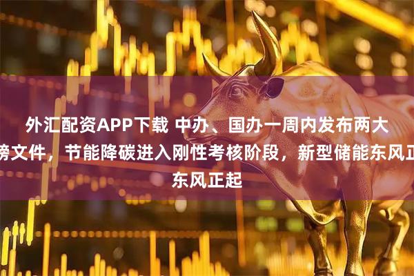 外汇配资APP下载 中办、国办一周内发布两大重磅文件，节能降碳进入刚性考核阶段，新型储能东风正起